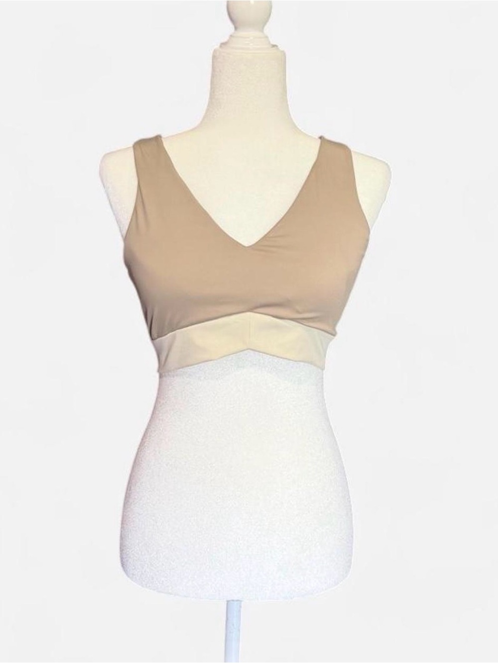 Musera V-Neck Sports Bra in Nude and Cream